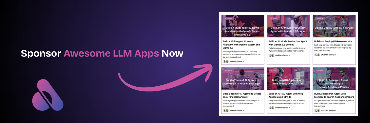 Sponsor Awesome LLM Apps Repo